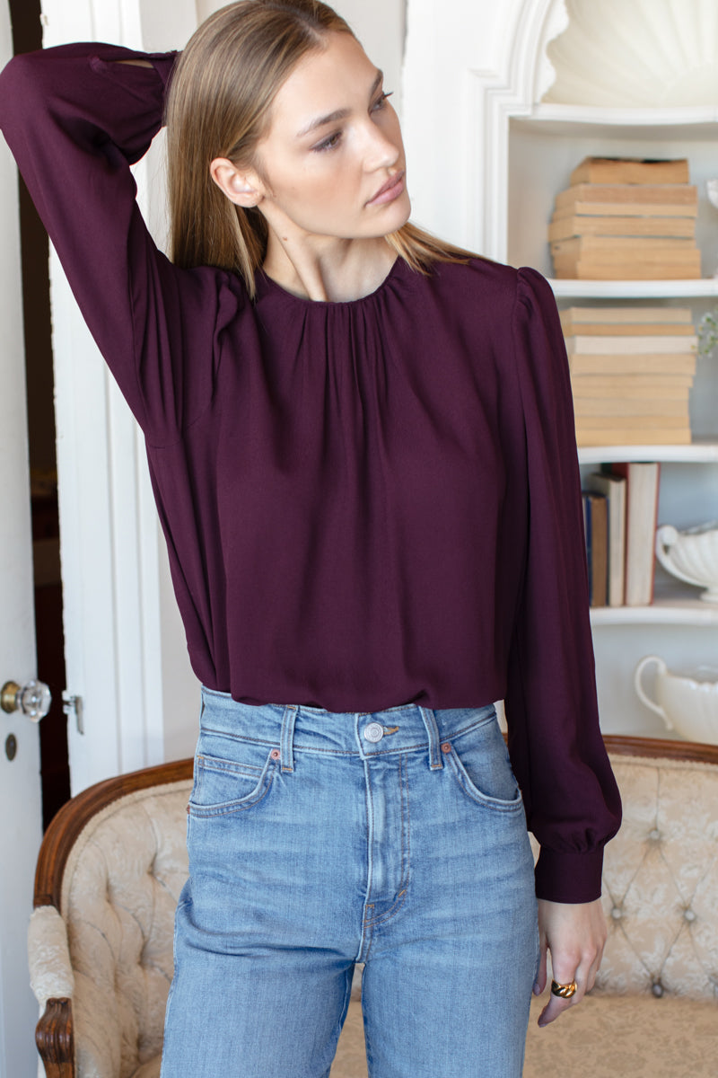 Gathered Neckline Top - Winetasting