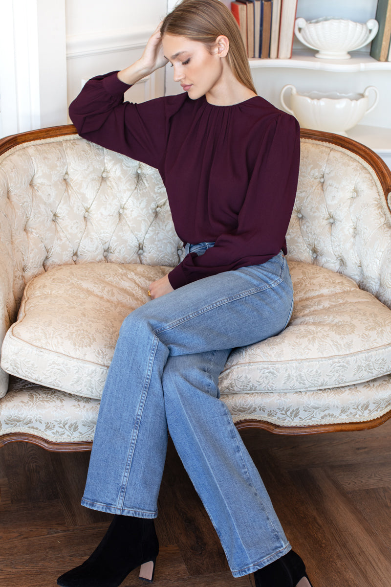 Gathered Neckline Top - Winetasting
