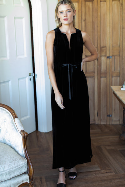 Grecian Keyhole Dress - Black Velvet 2
