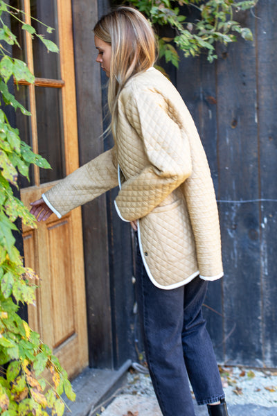 Emerson Fry India Quilted Coat in Sage Organic