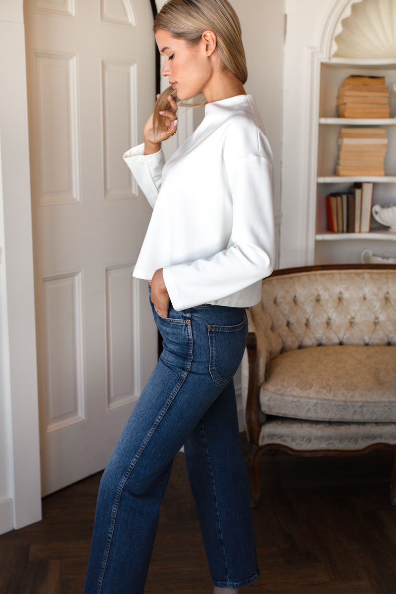 Jewel Neck Top - Ivory