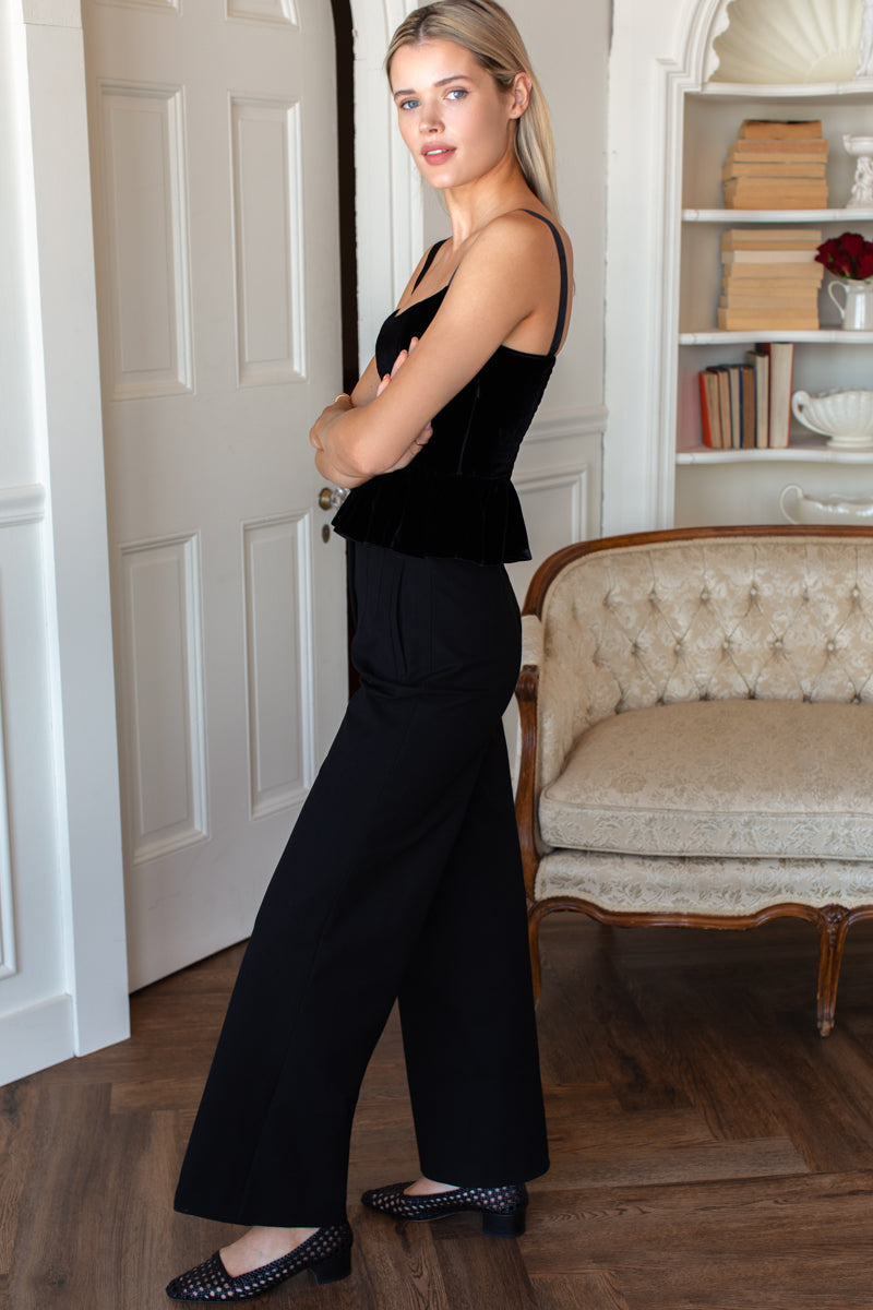 Jour Peplum Top - Black Velvet