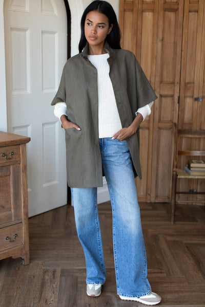 Layering Jacket - Army Green Linen - Emerson Fry
