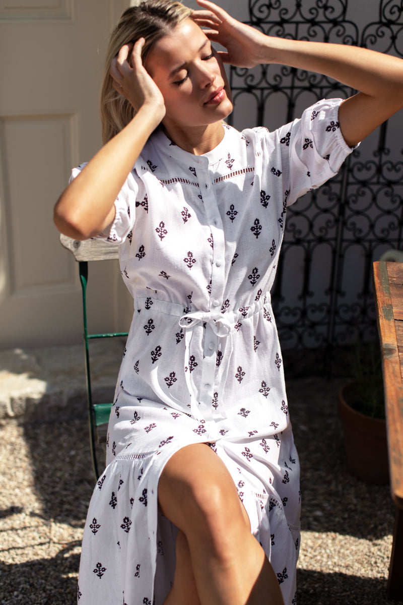 Lucy 4 Short Sleeve Dress - Daughters 2 Blackberry Wine Linen