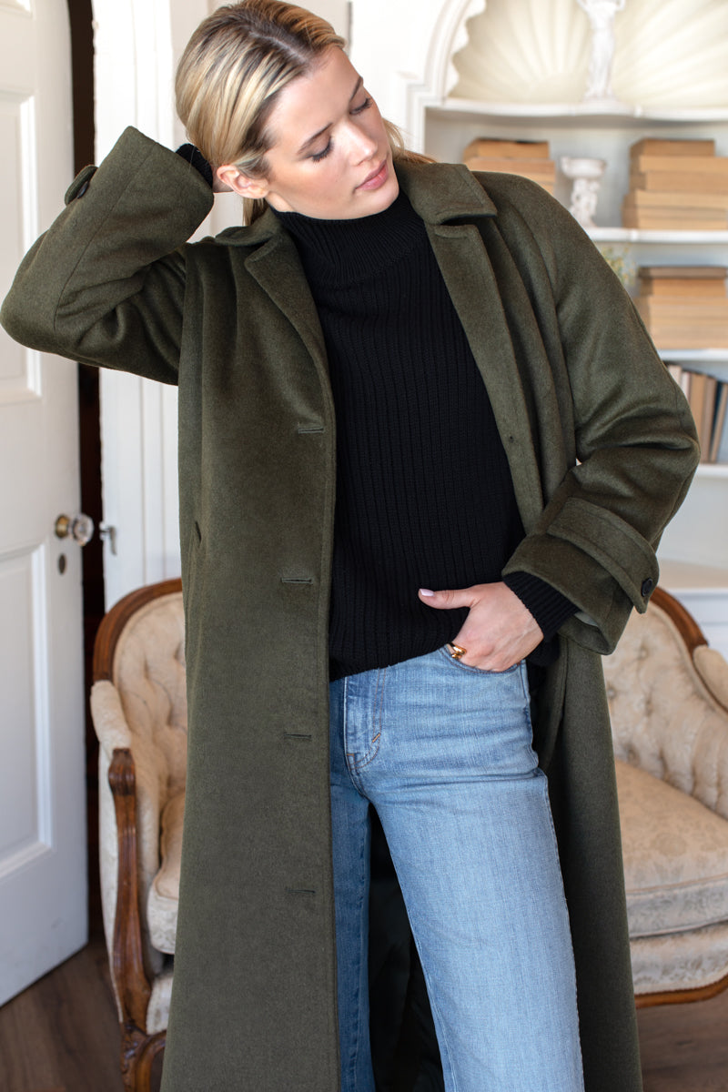 Maxi Overcoat - Army Wool