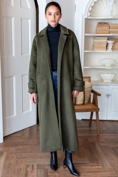 Maxi Overcoat - Army Wool - Emerson Fry