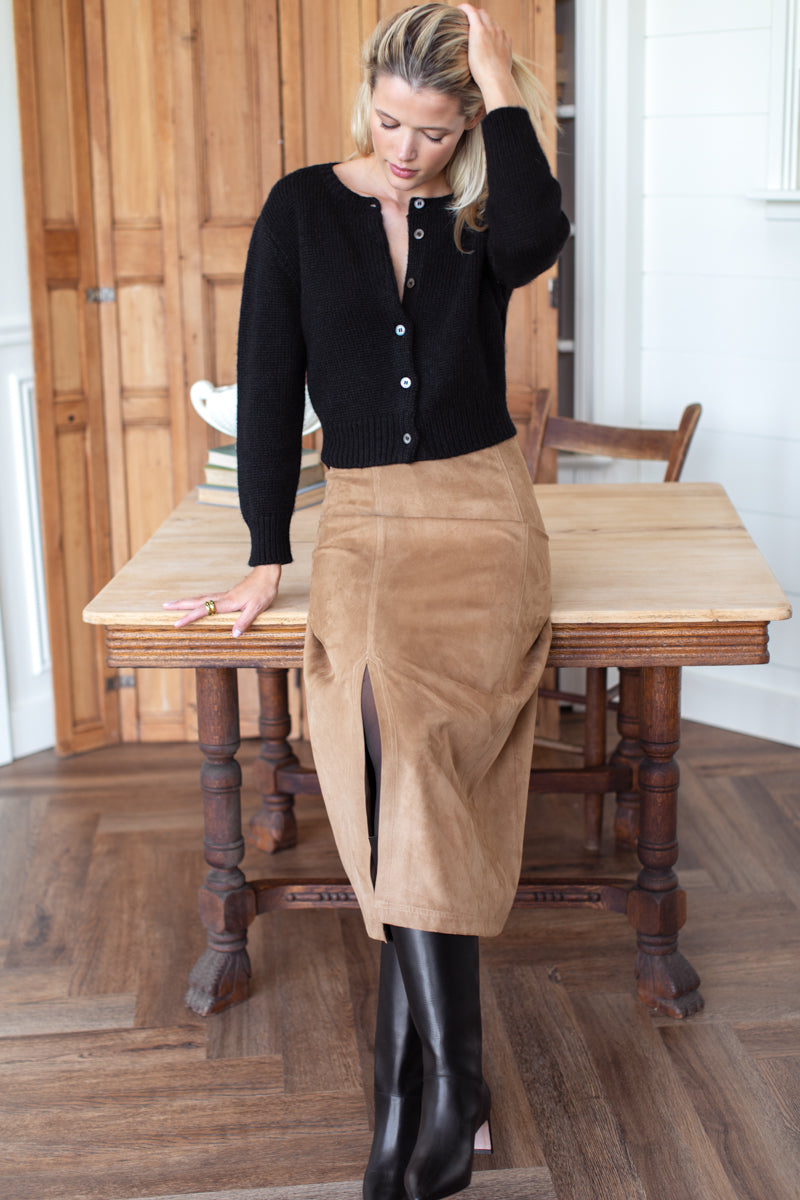 Pencil Skirt - Camel Suede