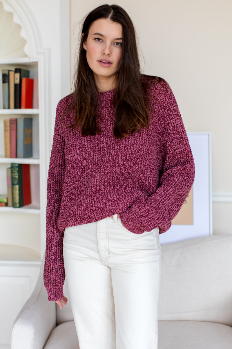 Ryan Heavy Sweater - Marled Dusty Rose + Merlot Organic