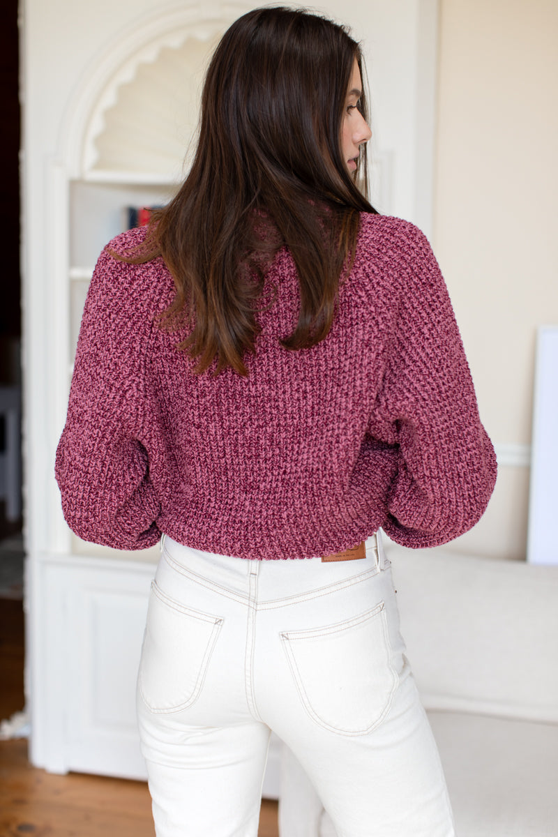 Ryan Heavy Sweater - Marled Dusty Rose + Merlot Organic