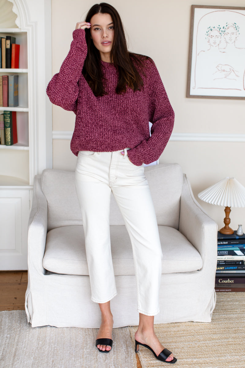 Ryan Heavy Sweater - Marled Dusty Rose + Merlot Organic