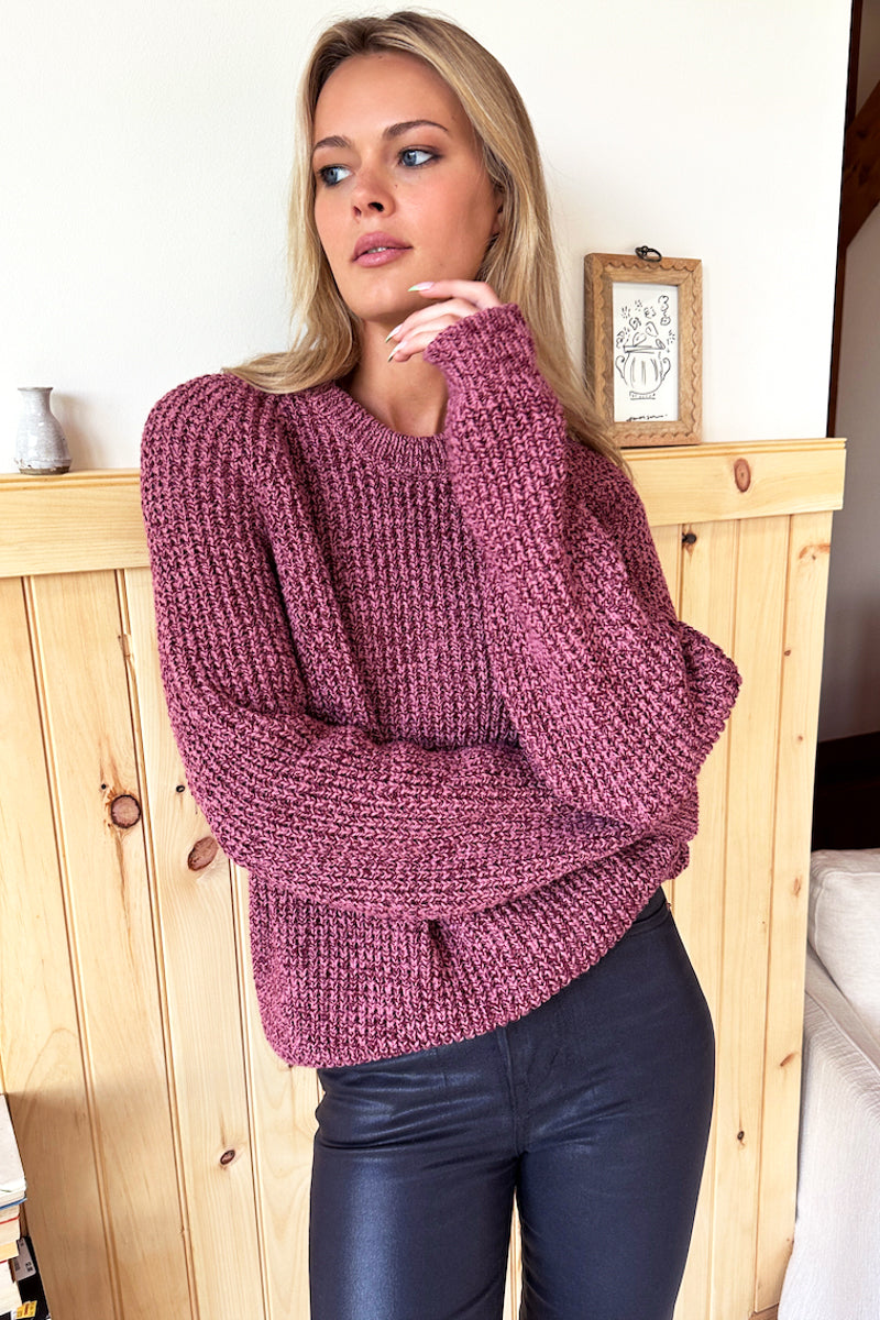 Ryan Heavy Sweater - Marled Dusty Rose + Merlot Organic