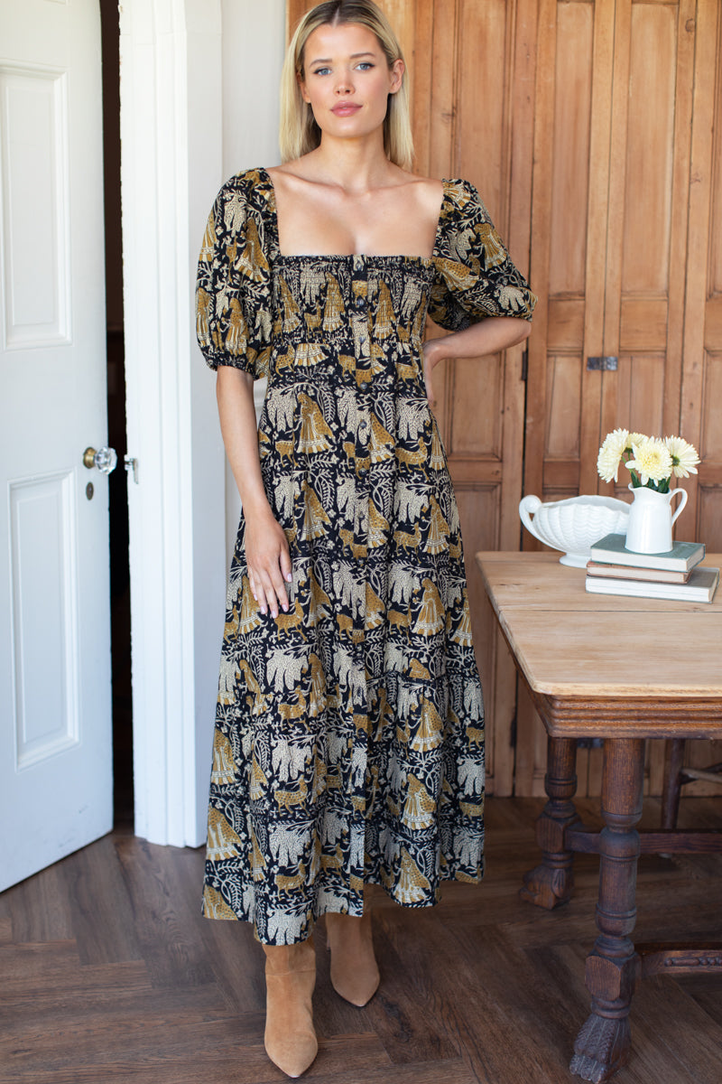 Santiago 4 Maxi Dress - Story Print Linen