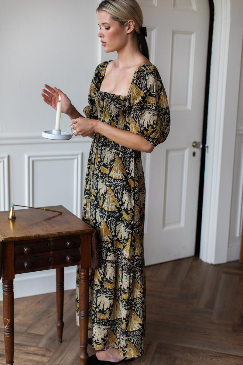 Santiago 4 Maxi Dress - Story Print Linen