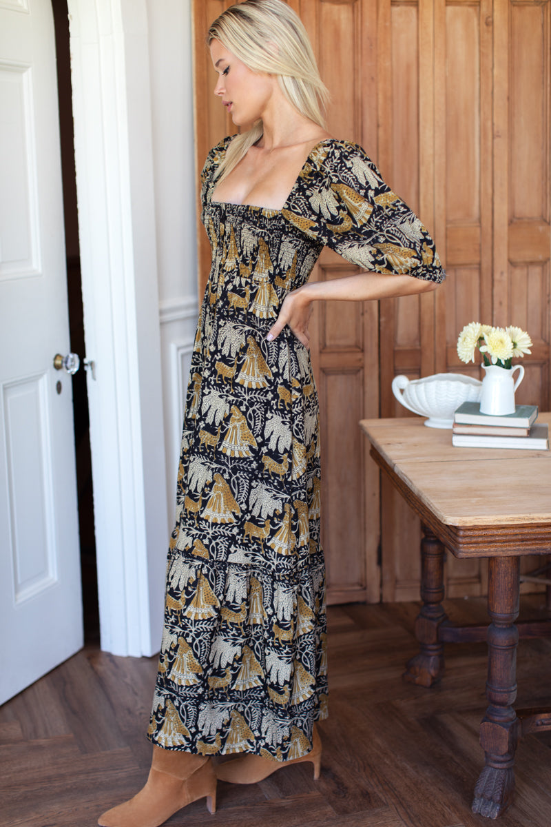 Santiago 4 Maxi Dress - Story Print Linen