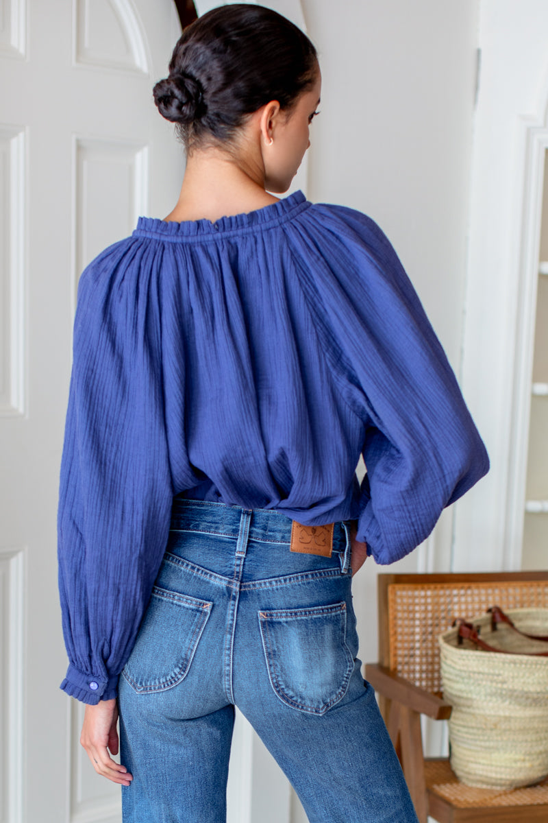 Soft Shirt - Blue Indigo Crinkle Organic