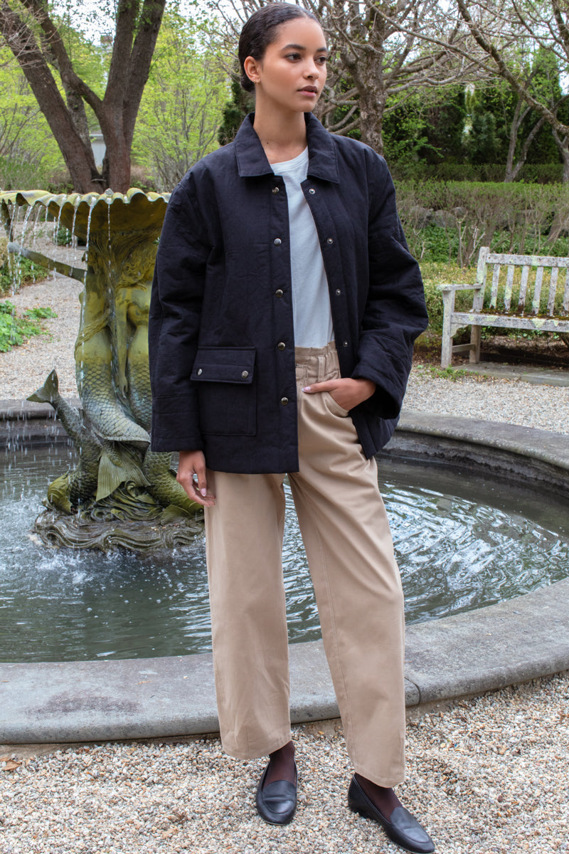 Quilted Barn Coat - Jet Black Organic
