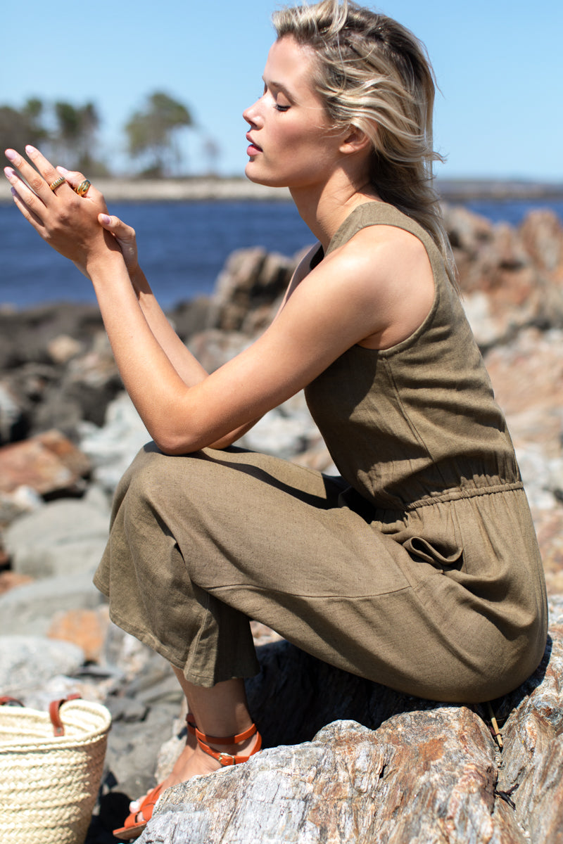 Studio Sundress  - Gothic Olive Linen