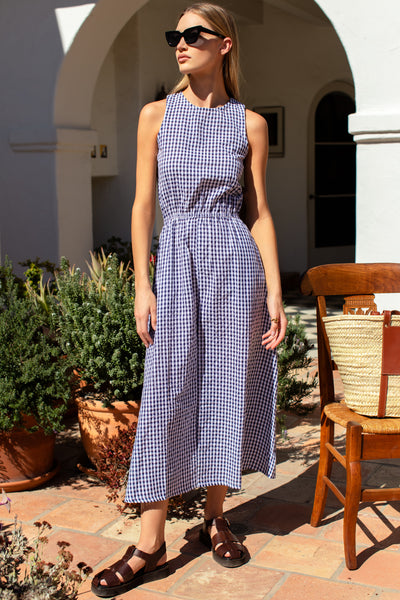 Studio Sundress - Navy + White Seersucker Check - Emerson Fry