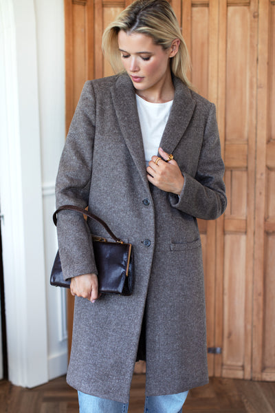 Tailored Coat - Dark Truffle Wool - Emerson Fry