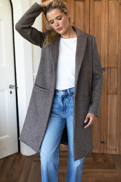 Tailored Coat - Dark Truffle Wool - Emerson Fry