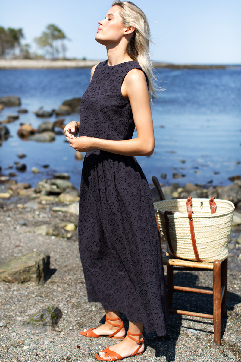 Wide Hem Skirt - Midnight Eyelet