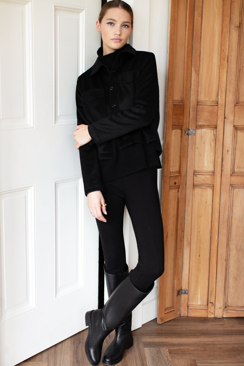 Zip Layering Pant - Black Ponte
