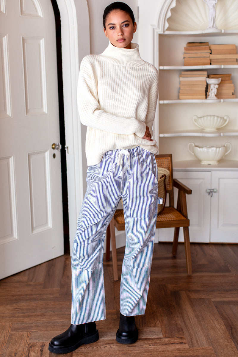 Family Cargo Pant - Indigo Stripe Organic