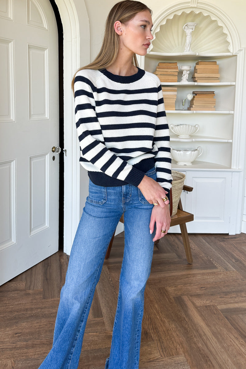 Emerson Sweater - Breton Stripe Ivory + Navy Organic