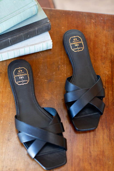 ★ ★ Broadway Leather Slide Black T52F1ASN410M Fortuna Slide - Black Leather - Emerson Fry