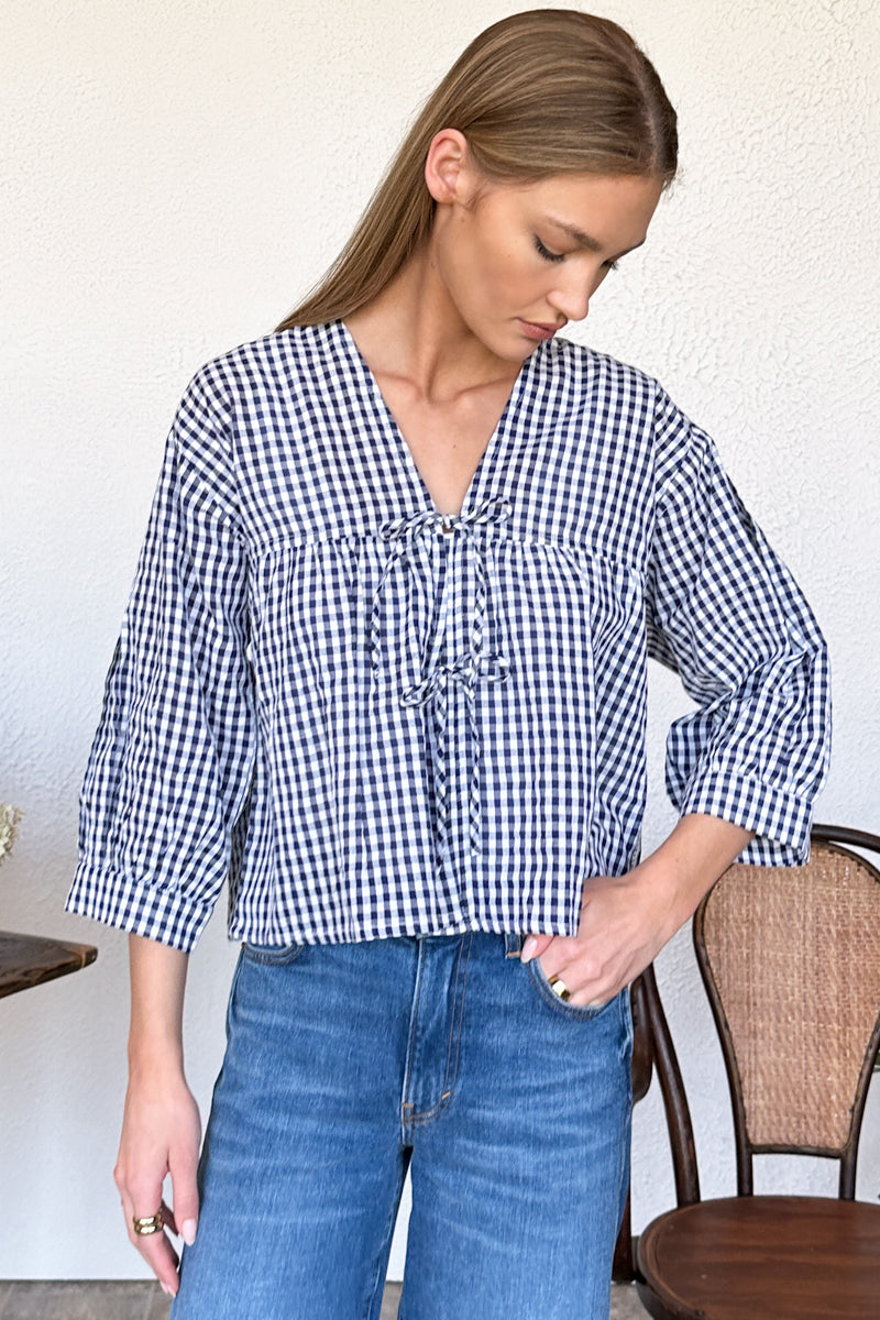 Artist Overshirt - Navy + White Seersucker Check