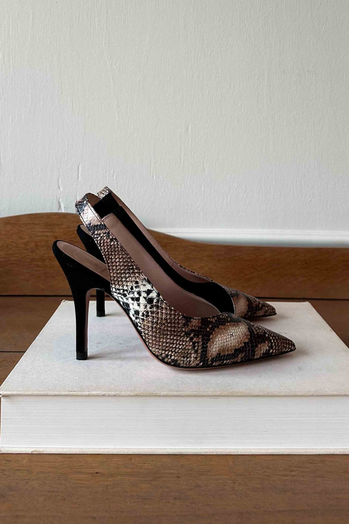 Frankie Heel - Cobra Leather + Black Suede