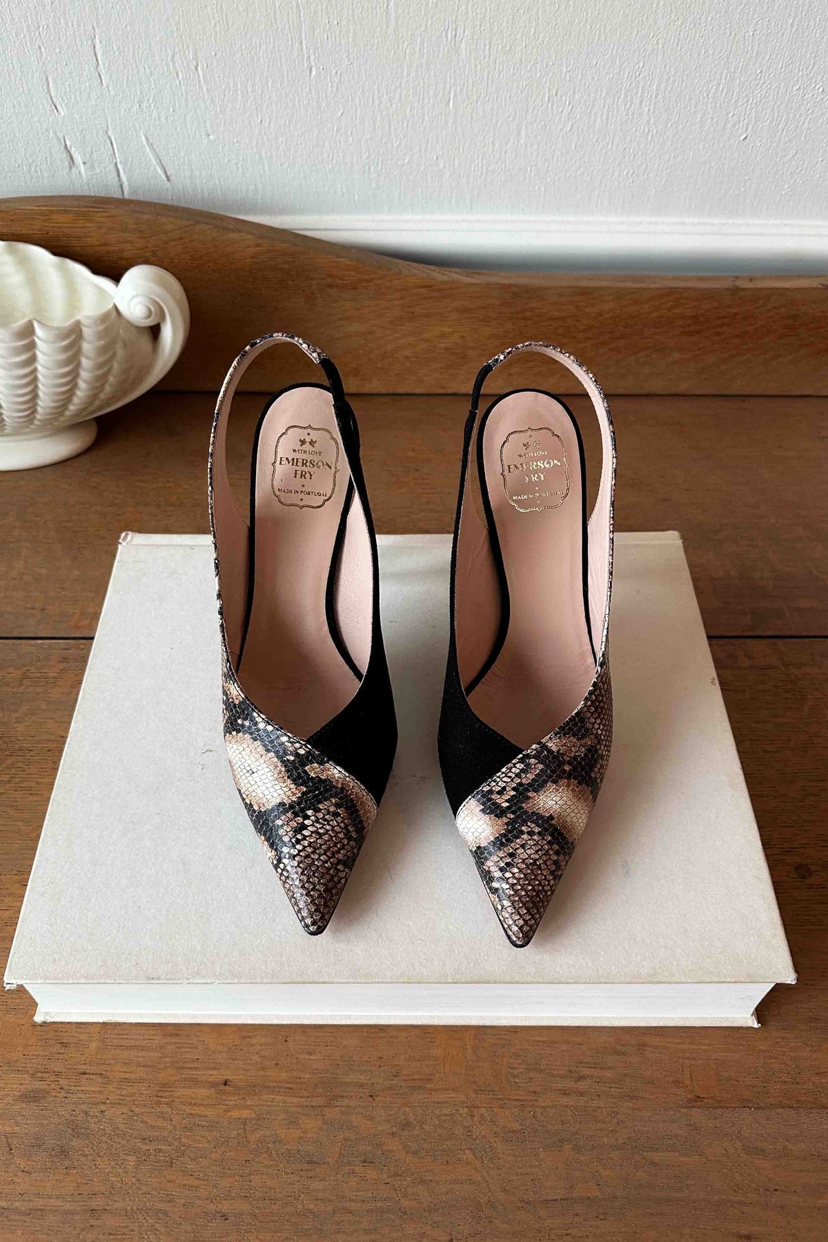Frankie Heel - Cobra Leather + Black Suede