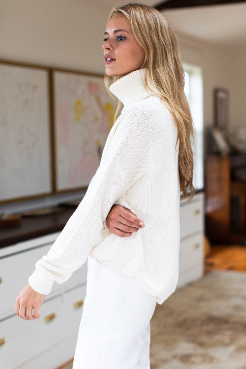 Carolyn Turtleneck Sweater - Ivory Organic