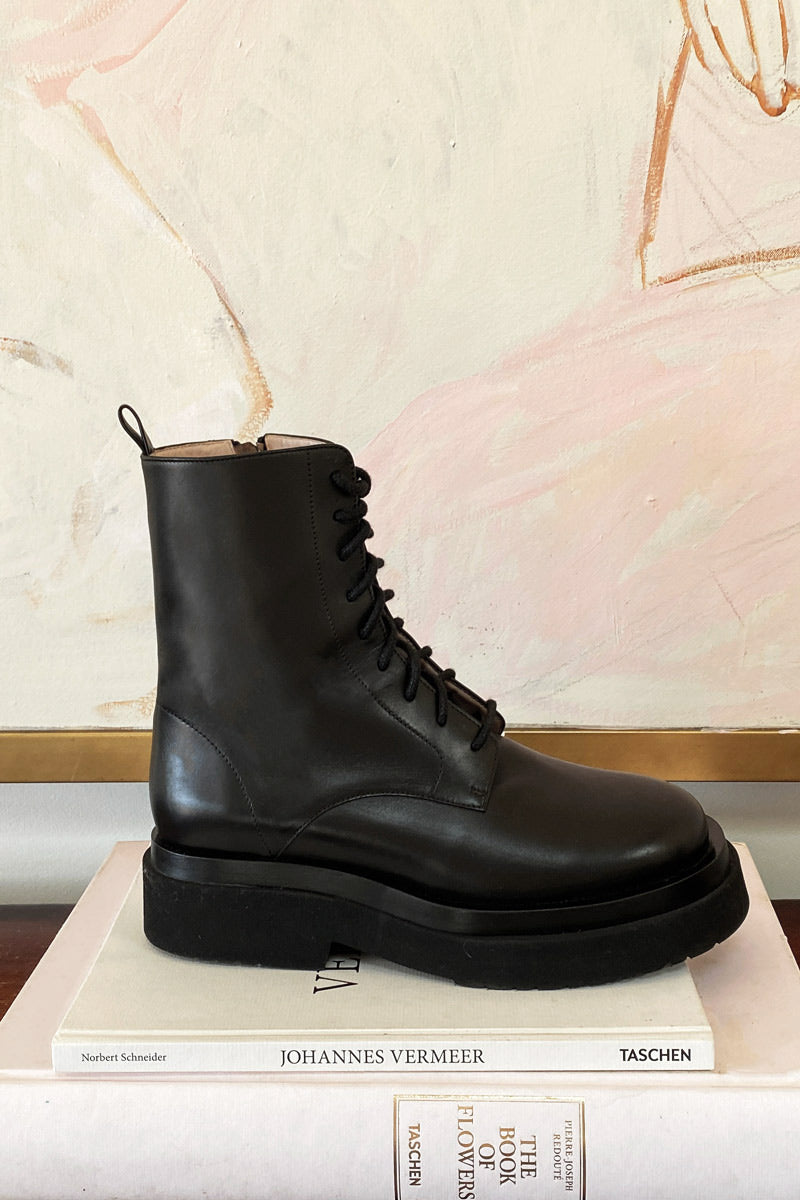 Lug Sole Platform Boot - Black Leather