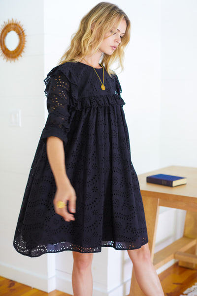 Elsa Dress - Black Eyelet