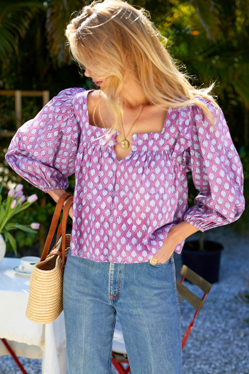 Adelina Blouse - Sisters Purple Orchid Organic