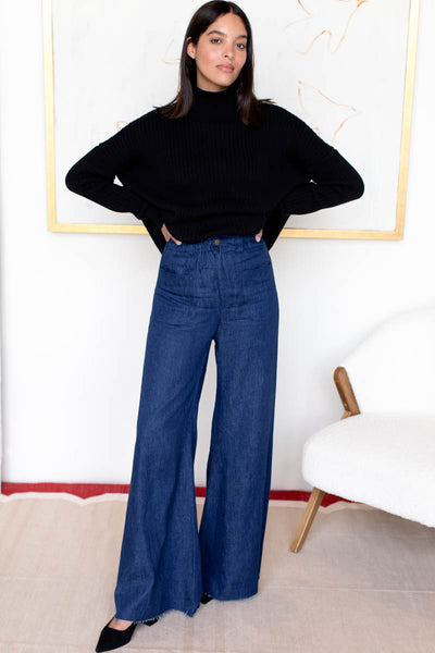 PABLOVINCI　Hemp denim wide slacks Women's Hemp Blend Twill Darted Wide Pants | MUJI USA