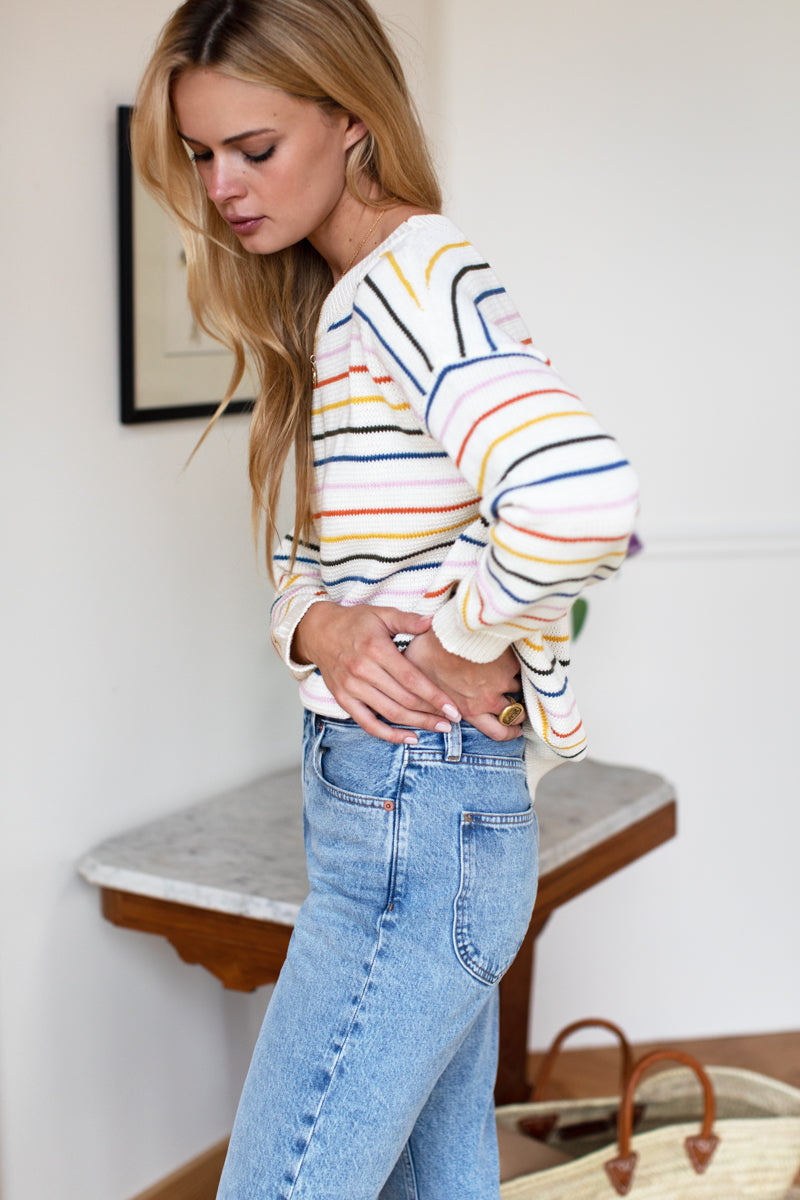 Carolyn Sweater - Rainbow 5 Stripe Organic