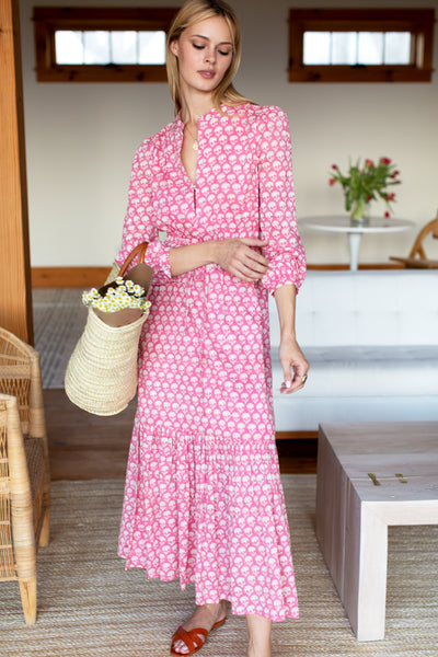 Frances Dress 3 - Crescent Flower Bon Pink Organic