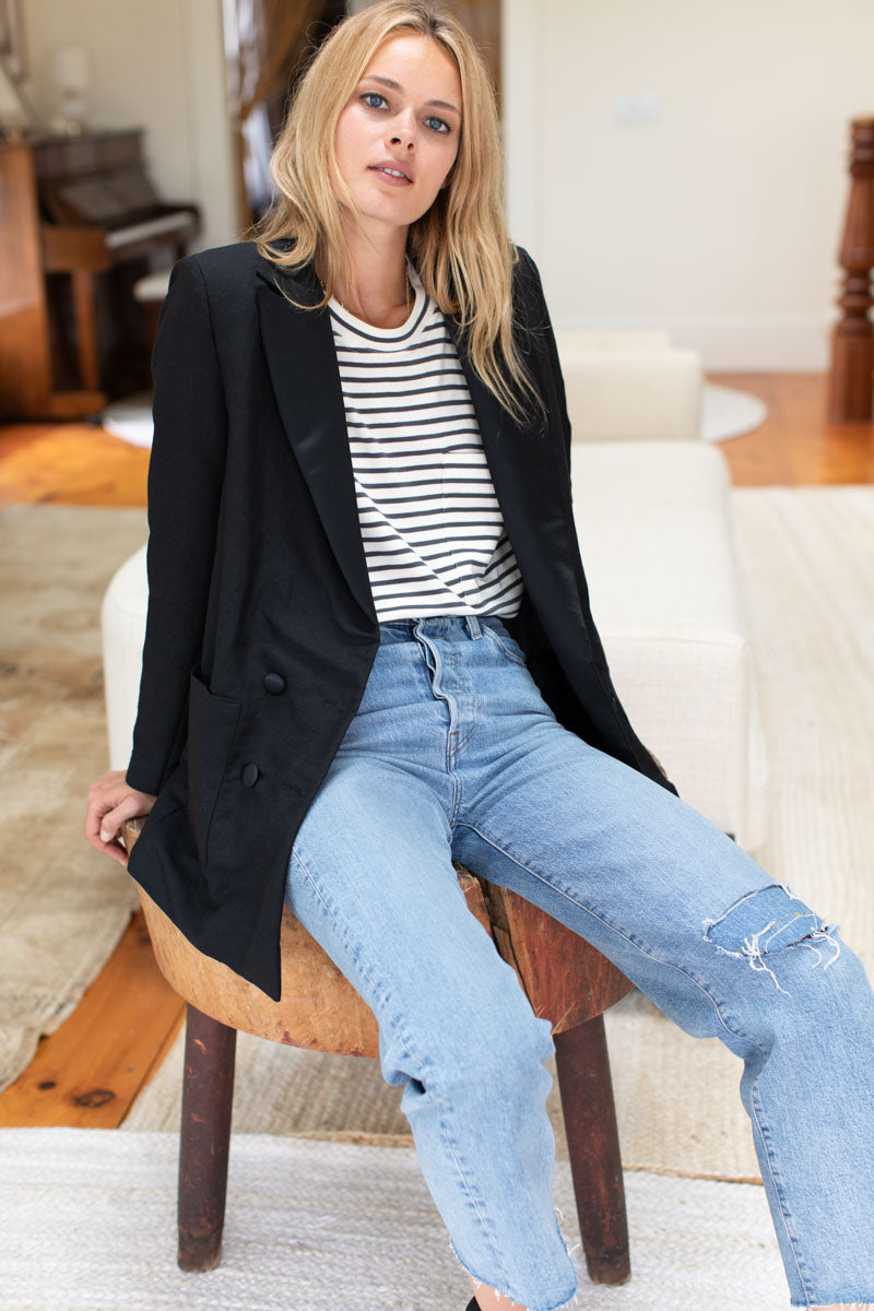 Emerson Tux Jacket - Black Linen
