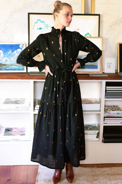 Lucybella Maxi Dress - Gold Leaf Black - Emerson Fry Lucybella Maxi Dress - Gold Leaf Black - Emerson Fry