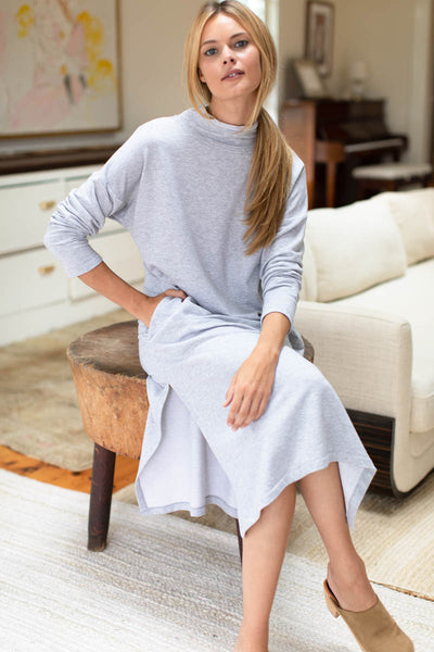 Midi Turtleneck Dress - Heather Grey Organic - Emerson Fry