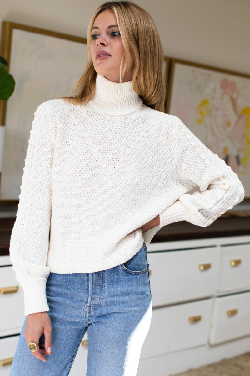 Mila Sweater - Ivory Popcorn Lines