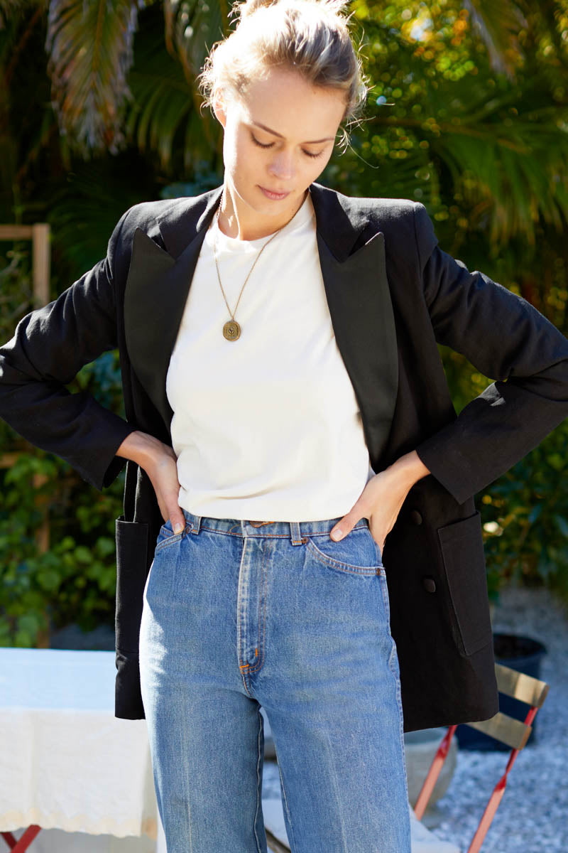 Emerson Tux Jacket - Black Linen