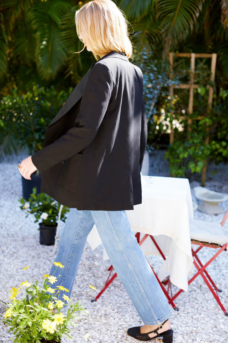 Emerson Tux Jacket - Black Linen