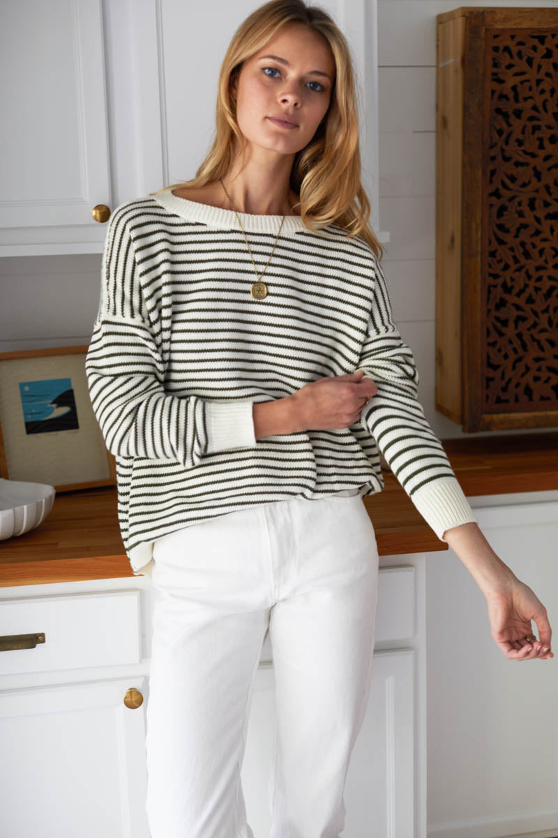 Carolyn Sweater - Army Stripe Organic