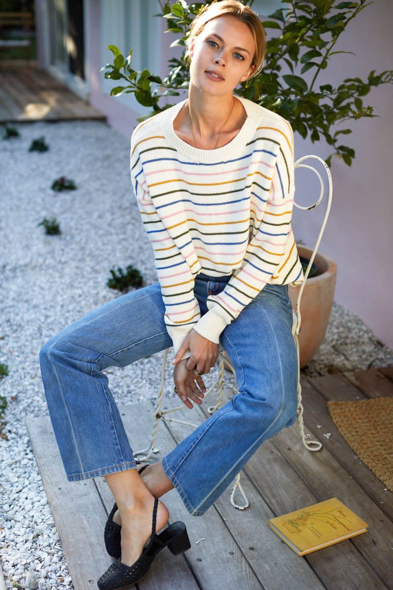 Carolyn Sweater - Rainbow Stripe Organic