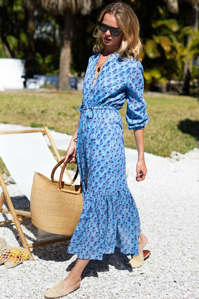 Jasmine Market Dress - Blue Sky Stripe Organic - Emerson Fry