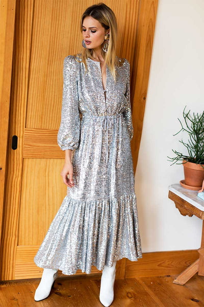 emerson fry sequin dress Sparkler Dress - Silver Sequin