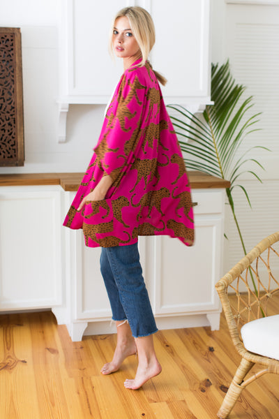 Fete Kimono - Pink Yarrow Cheetah - Emerson Fry